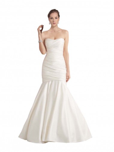 Acquistare Avorio Stile sirena Senza spalline Raso Spiaggia Abiti da sposa